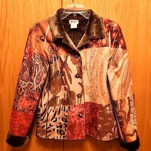 WEAVZ JACKET SZ L  Boho Hippie faux fur lined luxury
